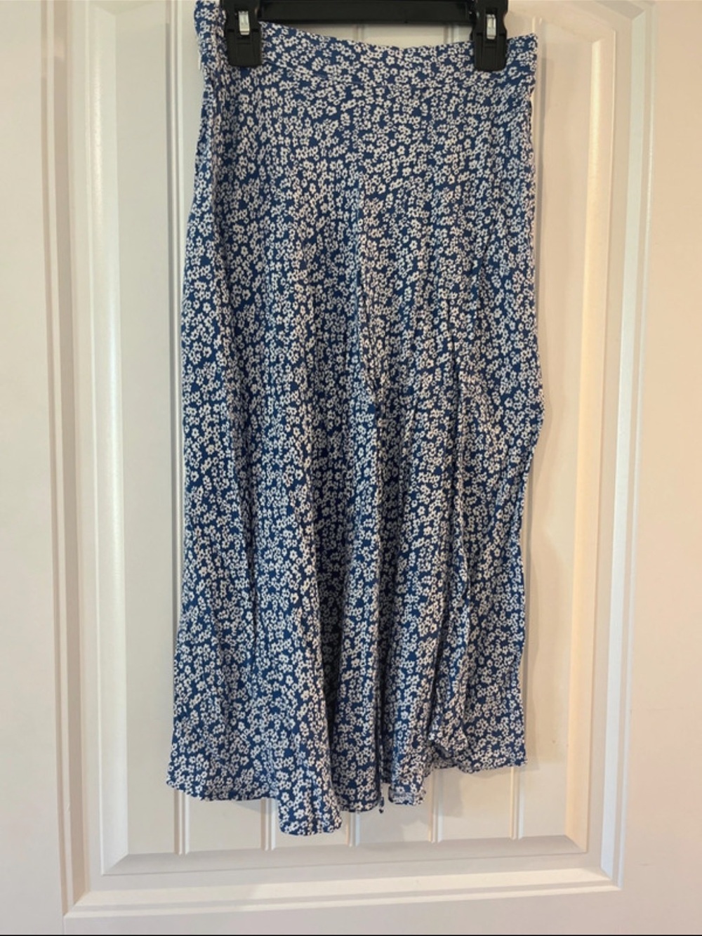 Blue Floral Midi Skirt